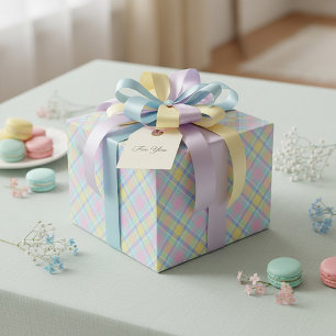 Cadeau Papier d'emballage carreaux pastel