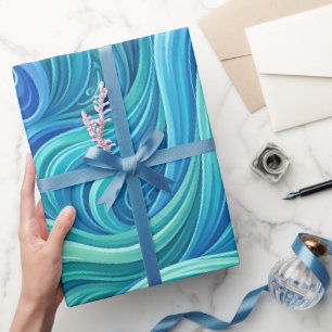Cadeau Papier d'emballage Cascade de dégradé d'océan abst