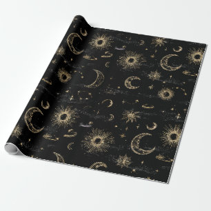 Cadeau Papier d'emballage céleste noir et or