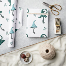 Papier d'emballage Champignon Bleu Fantaisiste