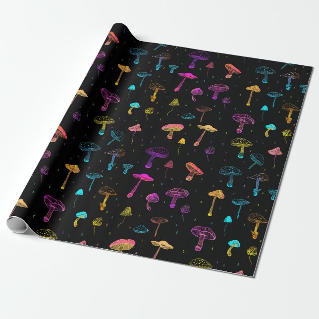Cadeau Papier d'emballage champignon néon (Déroulé)