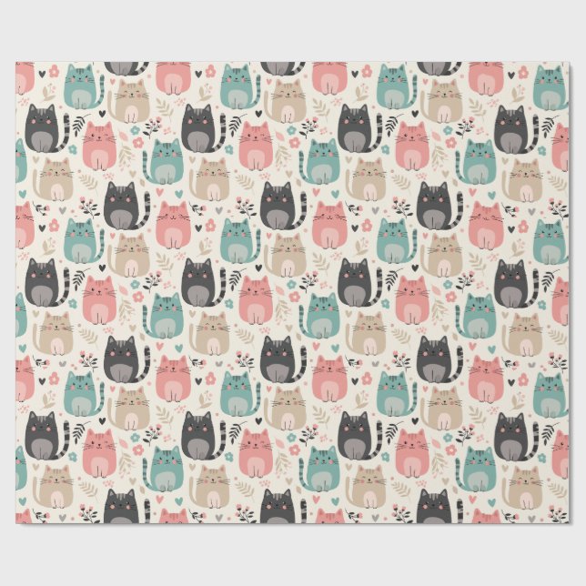 Cadeau Papier d'emballage chat (Plat)