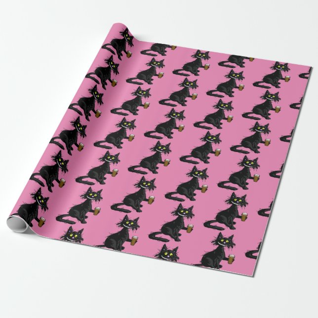 Cadeau Papier d'emballage Chat Drôle (Déroulé)