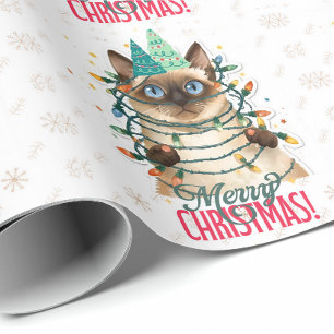 Cadeau papier d'emballage chat siamois