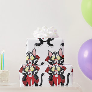 Cadeau Papier d'emballage Chat Vampire Terrorisé
