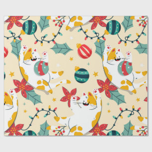 Cadeau Papier d'emballage Chats Blancs