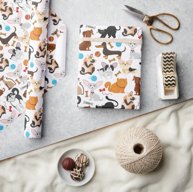 Cadeau Papier d'emballage Chats et Chiens Mignons (Artisanat)