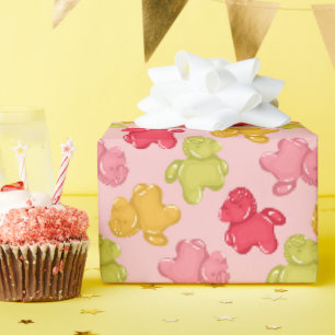 Cadeau Papier d'emballage Cheval Gélifié Rose Fruit Tropi