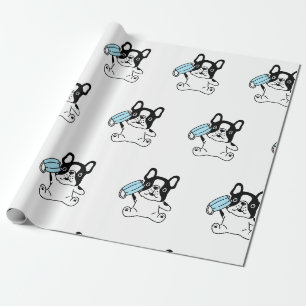 Cadeau Papier d'emballage CHIOT BOULEDOGUE FRANÇAIS AVEC
