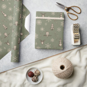 Cadeau Papier d'emballage Choses d'hiver - Sauge, Terre,