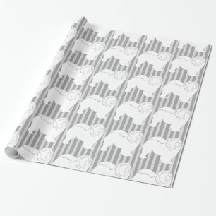 Cadeau Papier d'emballage Chow-Chow blanc silhouette gris