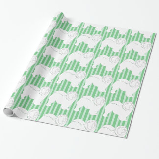 Cadeau Papier d'emballage Chow-Chow blanc silhouette vert