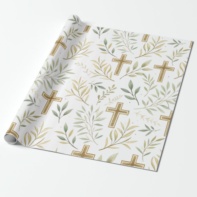 Cadeau Papier d'emballage chrétien Blessings & Branches (Déroulé)