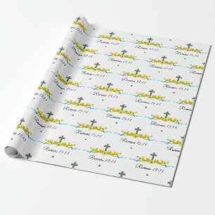 Cadeau Papier d'emballage chrétien Tournesol & Croix