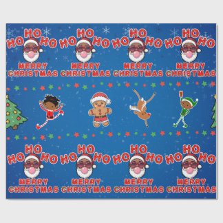 Cadeau Papier d'emballage Christmas Black Santa