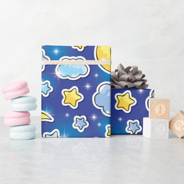 Cadeau Papier d'emballage Ciel Bleu Céleste (Baby Shower)