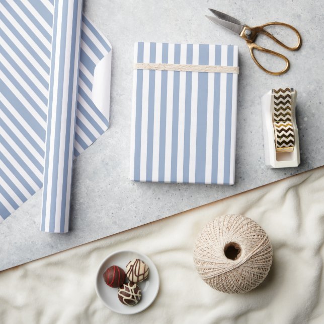 Cadeau Papier d'emballage classique bleu et blanc rayé (Artisanat)