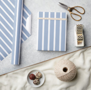 Cadeau Papier d'emballage classique bleu et blanc rayé
