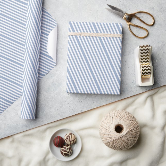 Cadeau Papier d'emballage classique bleu et blanc rayé (Artisanat)