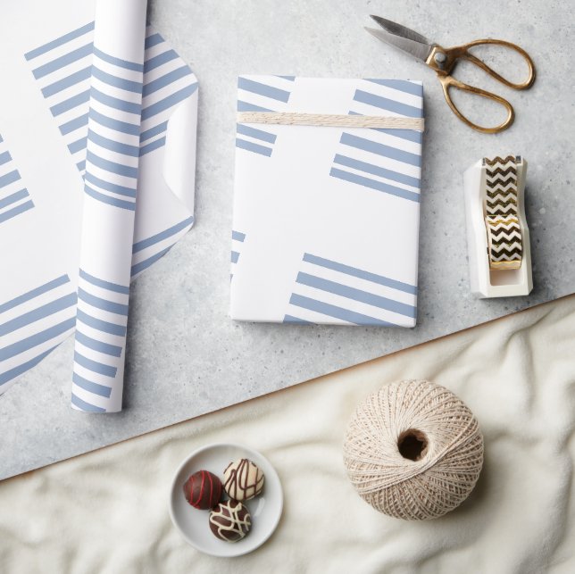 Cadeau Papier d'emballage classique bleu et blanc rayé (Artisanat)
