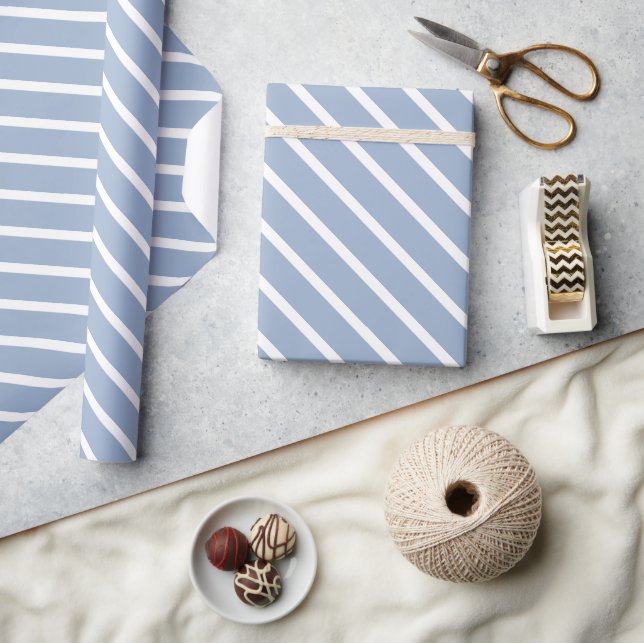 Cadeau Papier d'emballage classique bleu et blanc rayé (Artisanat)