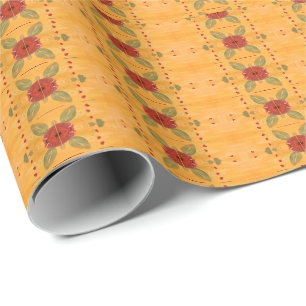 Cadeau Papier d'emballage classique en or et en rouge