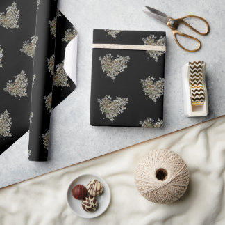 Cadeau Papier d'emballage Cœur d'Hydrangea Blanc