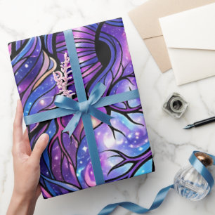 Cadeau Papier d'emballage Cœur Violet Cosmique Abstrait