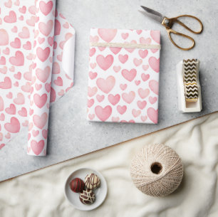 Cadeau Papier d'emballage coeurs de la Saint-Valentin aqu