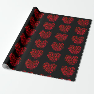 Cadeau Papier d'emballage coeurs rouges