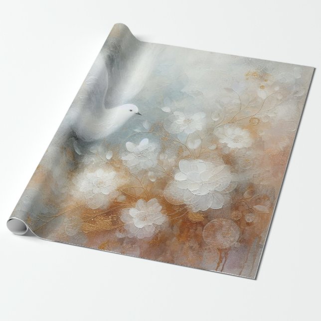 Cadeau Papier d'emballage Colombe de mariage (Déroulé)