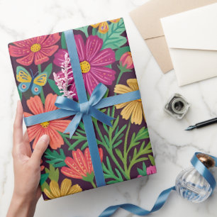 Cadeau Papier d'emballage coloré abstrait papillons folkl