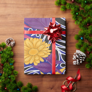 Cadeau Papier d'emballage coloré avec des fleurs créative