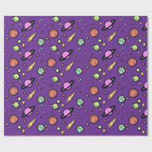 Cadeau Papier d'emballage Coloré Gribouillis de l'espace