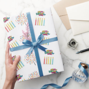 Cadeau Papier d'emballage coloré pour bougie d'anniversai