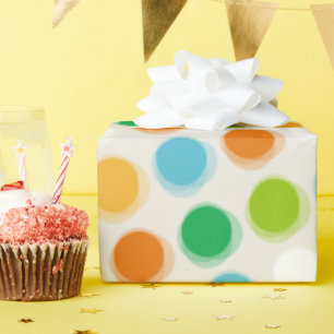 Cadeau Papier d'emballage coloré rétro à pois flous