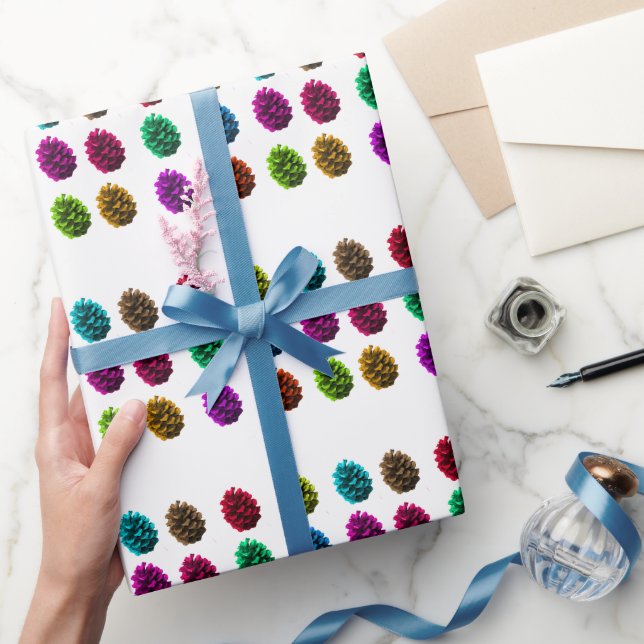 Cadeau Papier d'emballage Cônes de Pin Multicolores (Cadeaux)