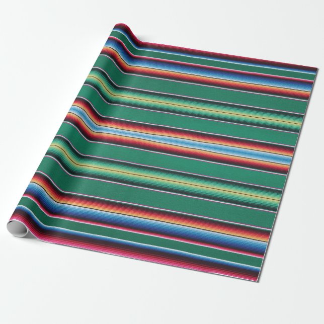 Cadeau Papier d'emballage, copie de serape, verte (Déroulé)
