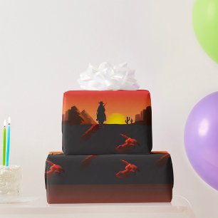 Cadeau Papier d'emballage Cowboy Coucher de soleil