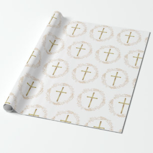 Cadeau Papier d'emballage croix chrétienne à guirlande do