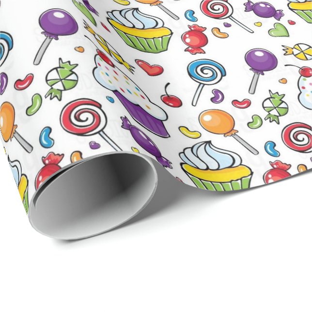 Cadeau Papier d'emballage - Cupcake sucré (Coin rond)