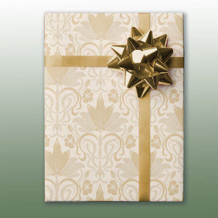 Cadeau Papier d'emballage damassé ton or pour toutes occa