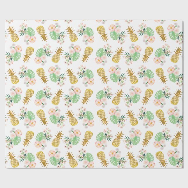 Cadeau Papier d'emballage d'ananas tropical de fleur (Couture)
