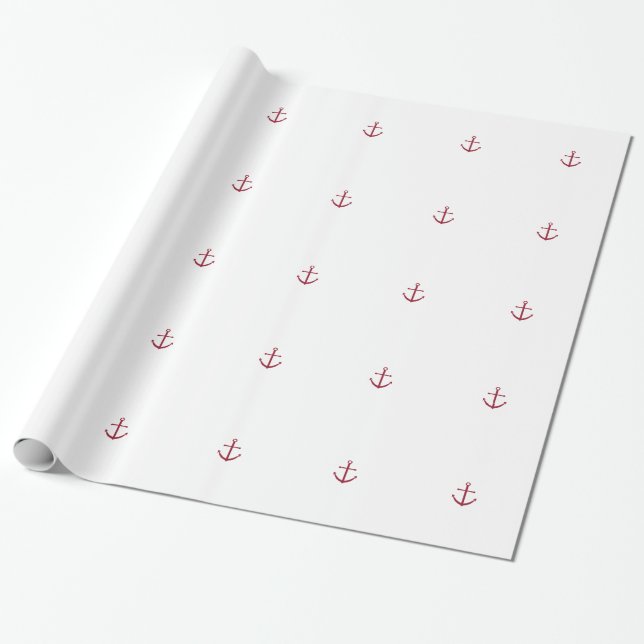 Cadeau Papier d'emballage d'Ancre rouge nautique (Déroulé)
