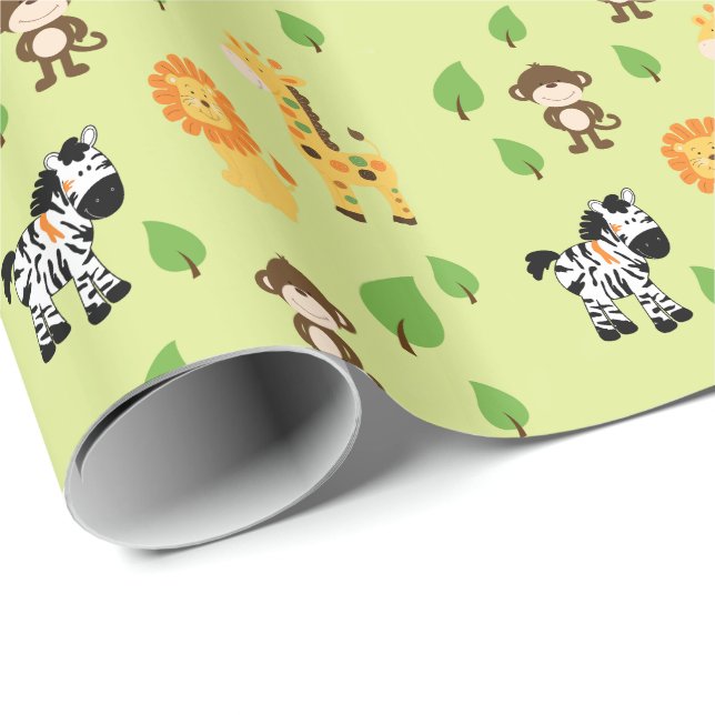 Cadeau Papier d'emballage d'animaux de jungle (Coin rond)
