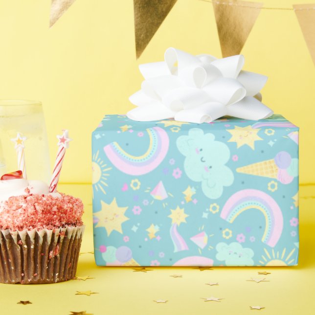 Cadeau Papier d'emballage d'anniversaire. (Fête d'anniversaire)