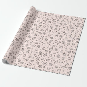 Cadeau Papier d'emballage d'anniversaire Cupcake Rose Mig