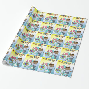 Cadeau Papier d'emballage d'anniversaire de garçon de