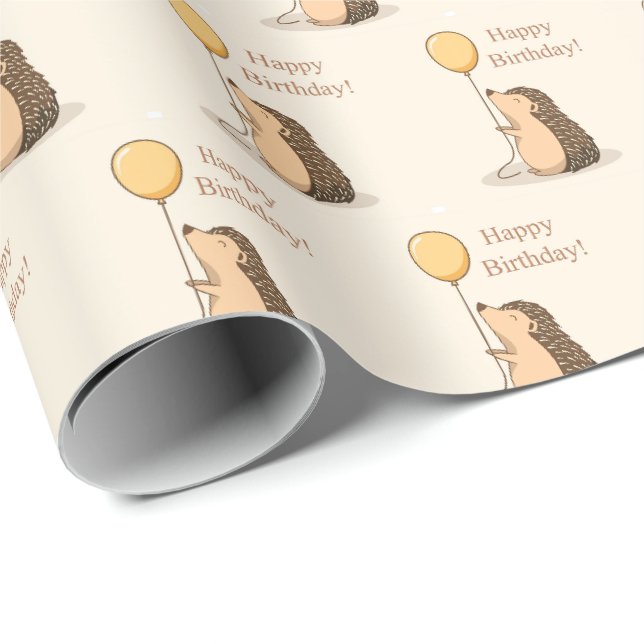 Cadeau Papier d'emballage d'anniversaire de Hérisson Mign (Coin rond)