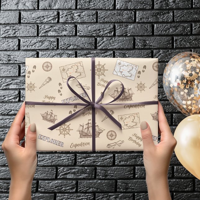 Cadeau Papier d'emballage d'anniversaire de l'expédition  (Créateur téléchargé)